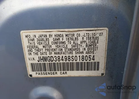 2008 Honda Fit z USA, uszkodzony, nr VIN JHMGD38498S018054